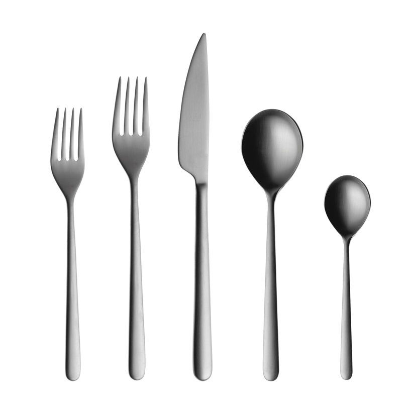 Linea Stainless Steel Flatware - Set of 5, Ice Silver