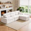 Canapé d'angle avec méridienne et dossier haut, en tissu chenille flammé, coussin en mousse haute densité compressée, canapé gain de place sans montage pour salon ou appartement.-1359307716-1359307717
