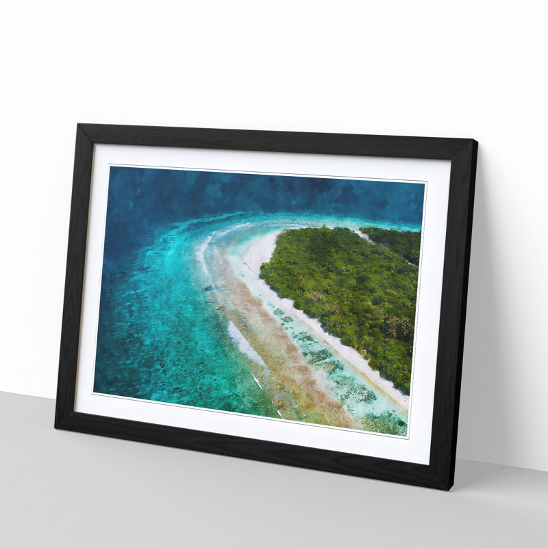 Maldives Beach - Picture Frame Graphic Art Print, 45cm H x 63cm W x 2cm D, Black Framed