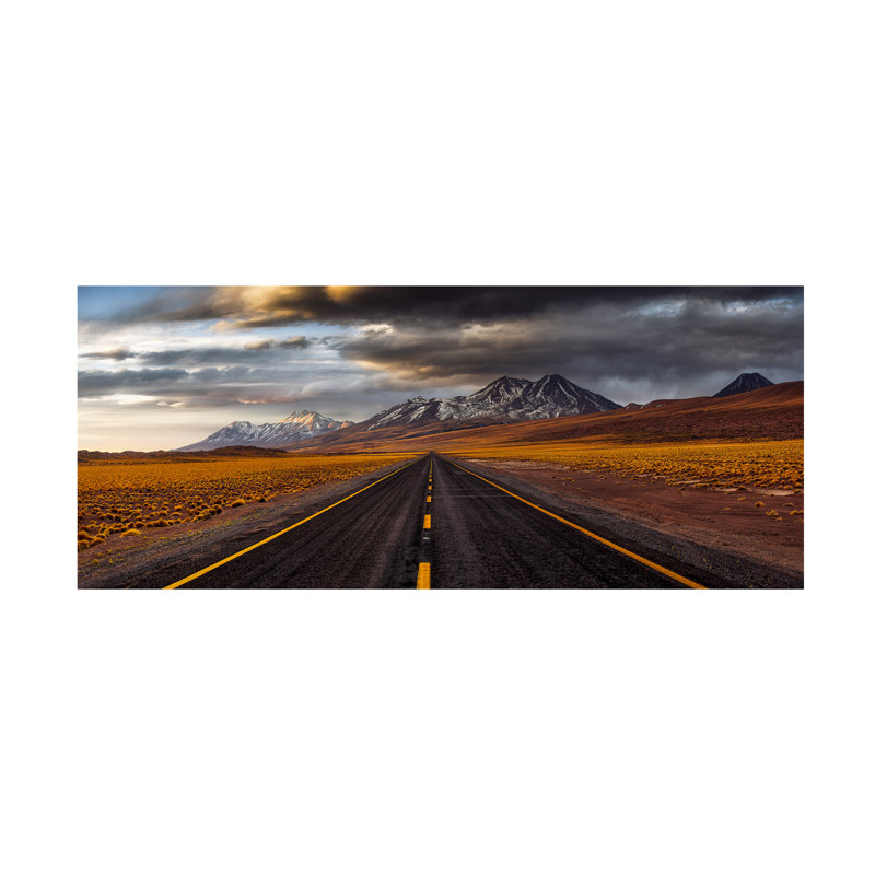 Art mural sur toile tendue - Adhemar Duro «Yellow Road» pour décoration de salon, de chambre à coucher ou de bureau - 20 x 47