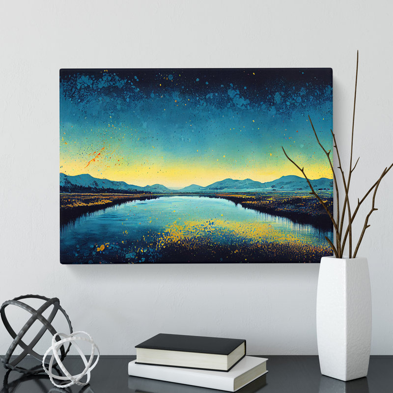 River Paint Splatter - Wrapped Canvas, 50cm H x 76cm W x 3cm D