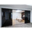 4 Panel Smoked Glass Sliding Room Divider - Aluminum Frame with Silent Glide technology-49164953-49164954