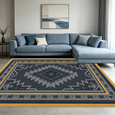 Tapis gris foncé moutarde foncé pour le salon, doux et confortable, convient à toutes les saisons, facile à entretenir, tapis de sol intérieur lavable à la machine, sous la table de ferme convenant à la chambre à coucher, à la salle à manger, au bureau, au balcon et au patio