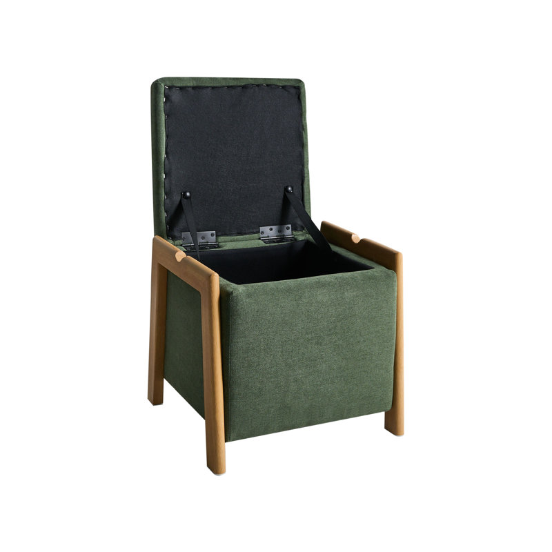 Taheem 45cm Wide Square Solid Colour Pouffe Ottoman with Storage, Green