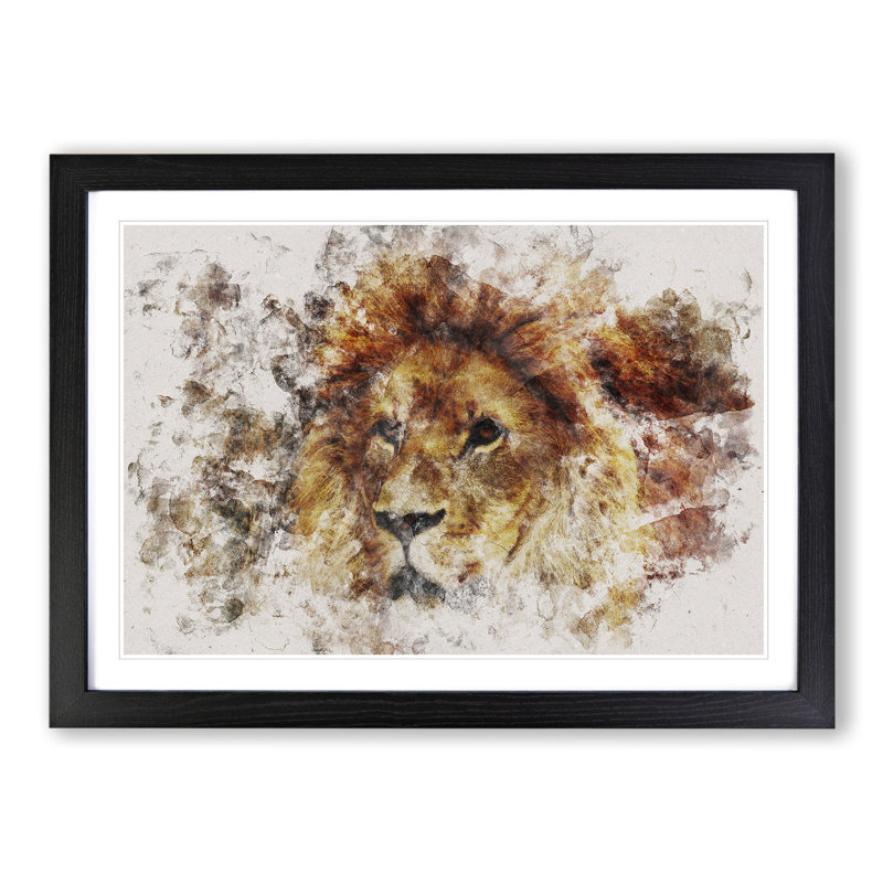 Lion Vol.6 - Framed Print, 65cm H x 90cm W x 2cm D, Black Framed