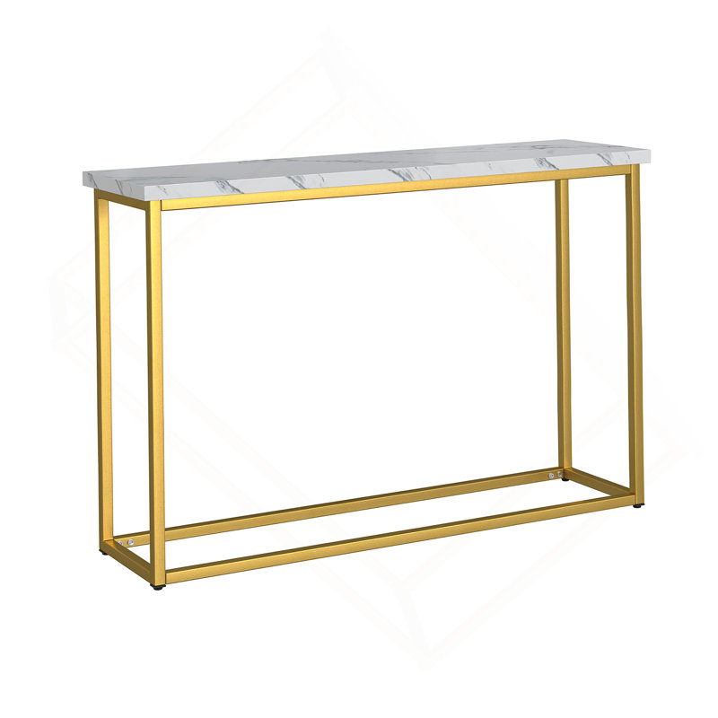 Console antique à 4 tiroirs, H 29,7 po x l 41,5 po x P 11,5 po, Doré