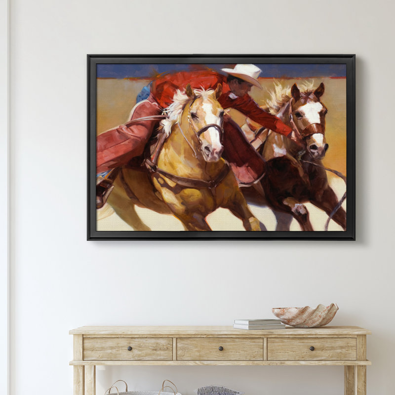 «Nabbed», peinture sur toile encadrée, H 26,5 po x l 36,5 po x P 1,5 po, Noir