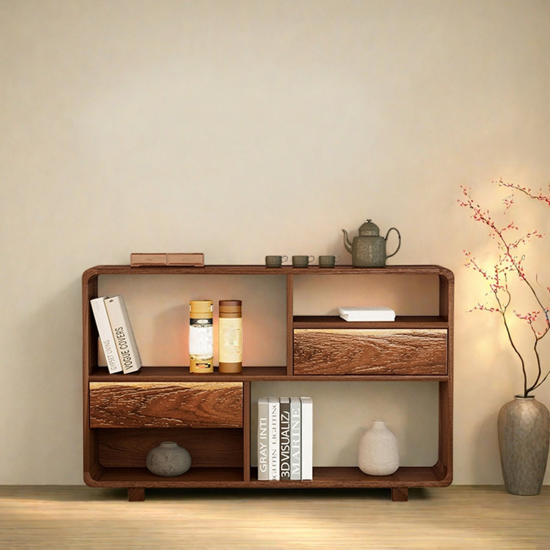 Armoire d'entrée en bois massif de style Wabi-Sabi, H 29,5 po x l 39,4 po x P 11,8 po