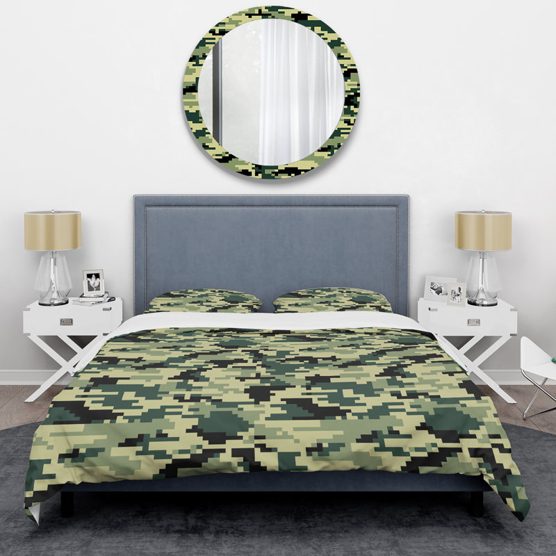 Camouflage vert tendance - ensemble de housse de couette abstrait - microfibre de polyester