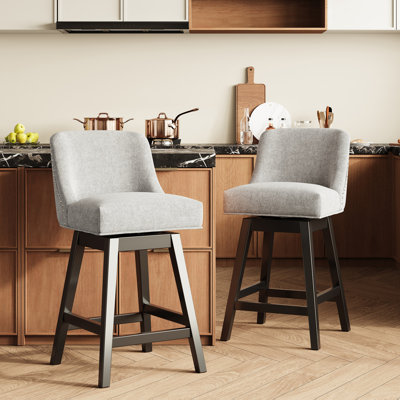 360°Bar Counter Stool with Solid Wood Frame