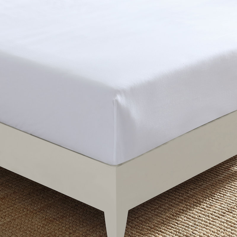 Twin Solid White Cotton Percale Deep Pocket Fitted Sheet