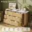 Armoire buffet 47 po en bois à profil incurvé avec plateau en faux marbre et commode cannelée