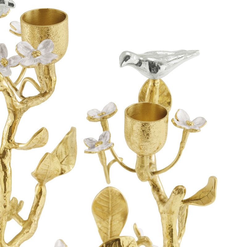 Lovebirds Silver & Gold Candelabra