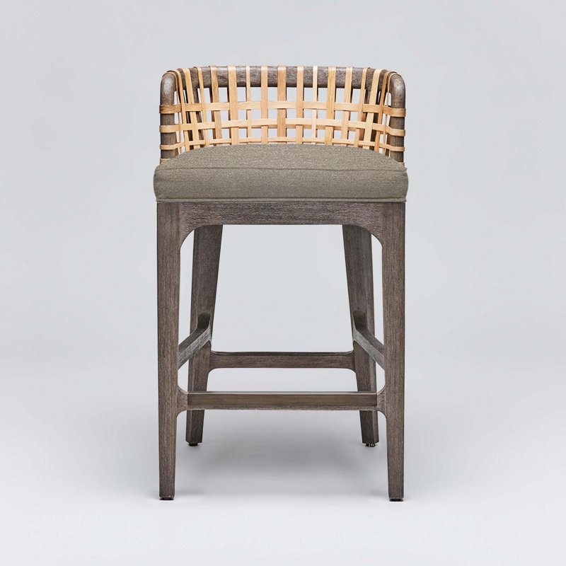 Palms Upholstered Stool, Pebble/Gray Ceruse Frame