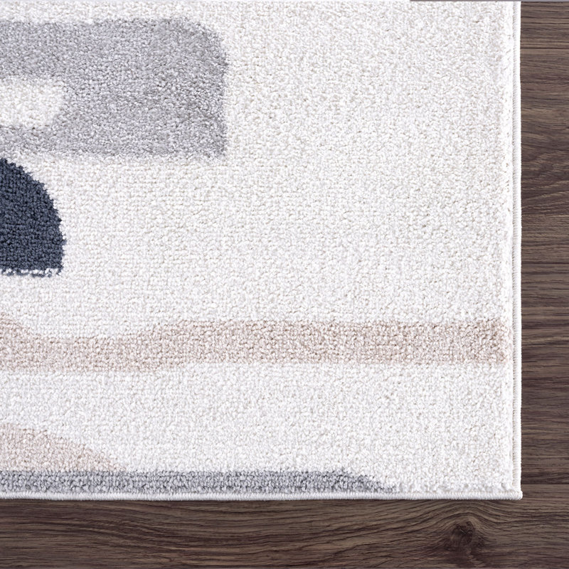 Zoila DEC100A Neutral Lined Area Rug, Rectangle 4' x 6'