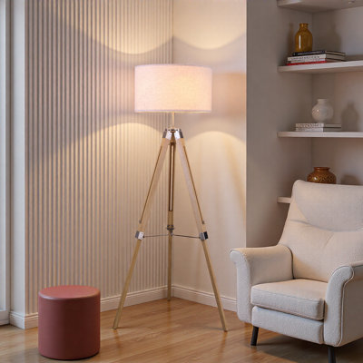 58 In. White Solid Wood Tripod Floor ...