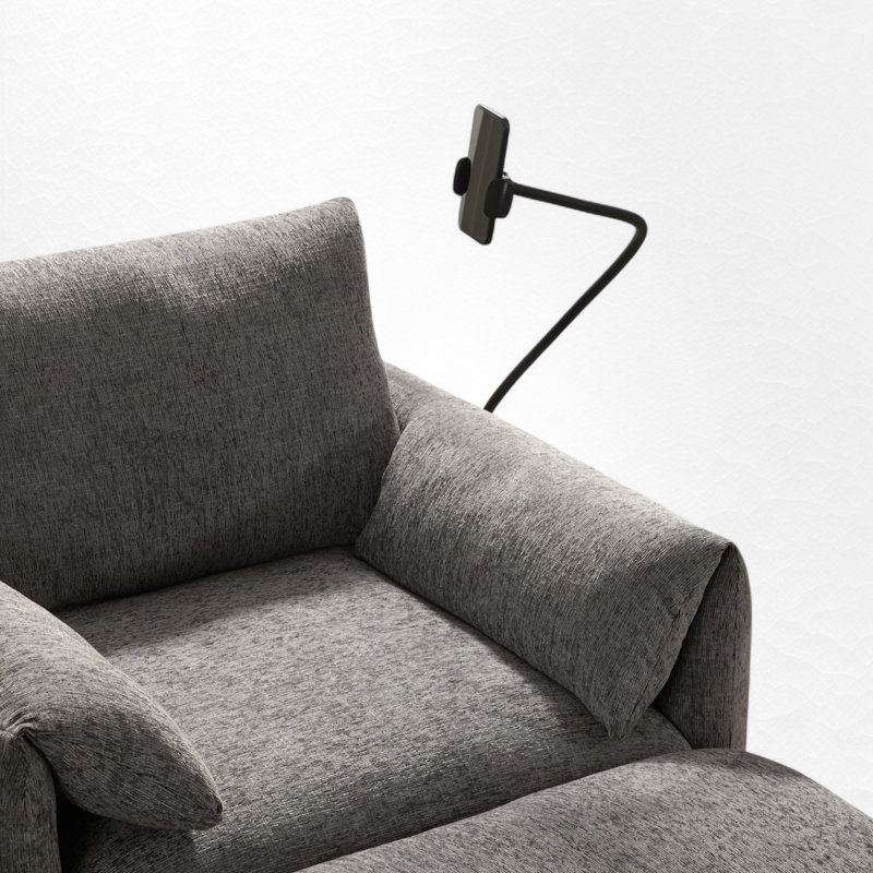 Fauteuil d'appoint rembourré avec repose-pieds avec rangement, Gris