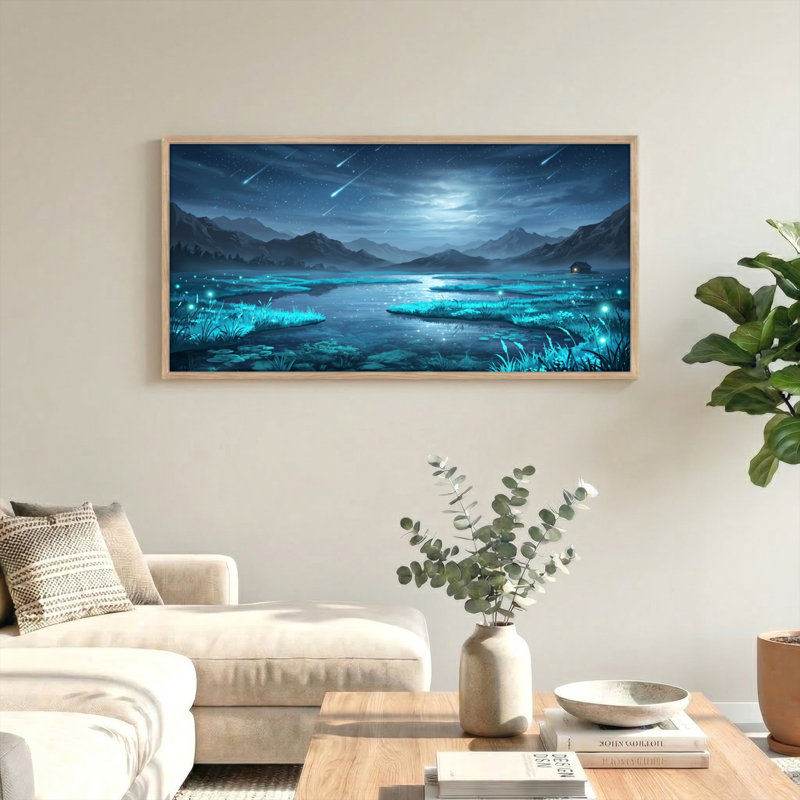 Ensemble de 1 tableau sur toile représentant un ciel nocturne, L 48 po x H 24 po, Naturel
