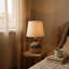 Durable 38cm Ceramic Table Lamp with Textured Base and Fabric Shade, Minimalist Design for Living Room or Bedroom Accent