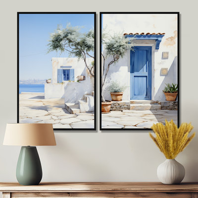 Greece Cycladic Harmony II - Black Country Canvas Prints Set Of 2
