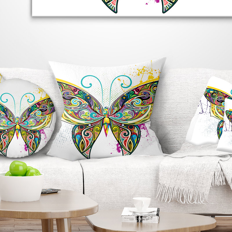 Coussin ajouré imprimé floral, 16 po x 1 po, Coussin décoratif