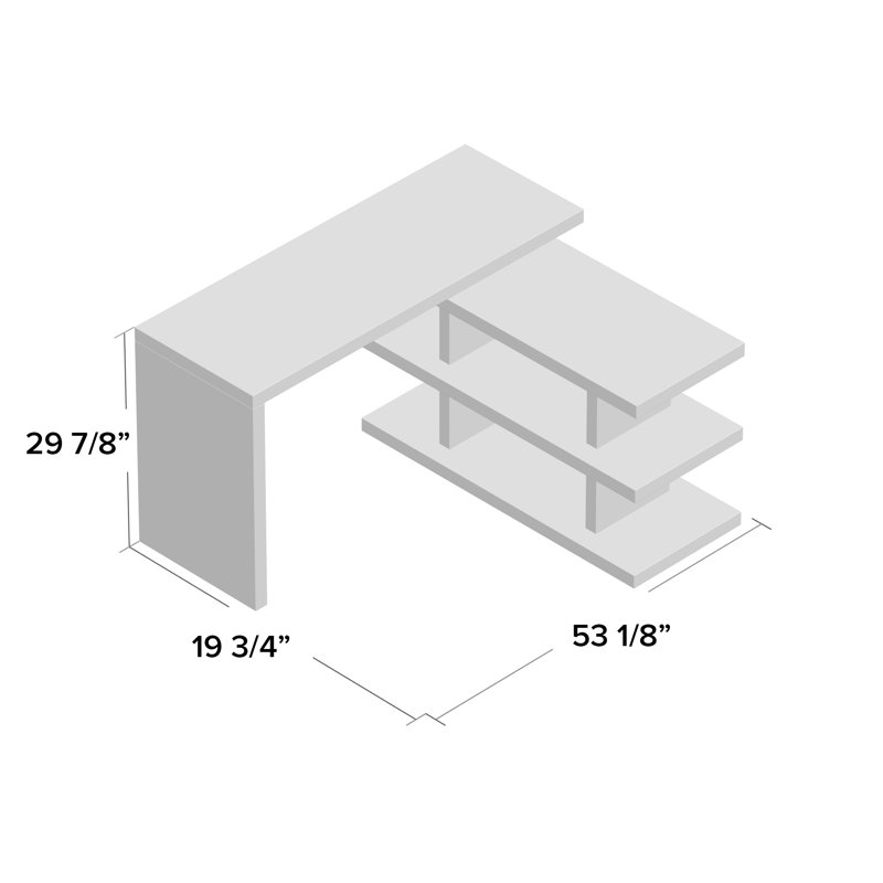 Madruga Contemporary Reversible L-Shaped Desk w/ 180 Degree Rotation