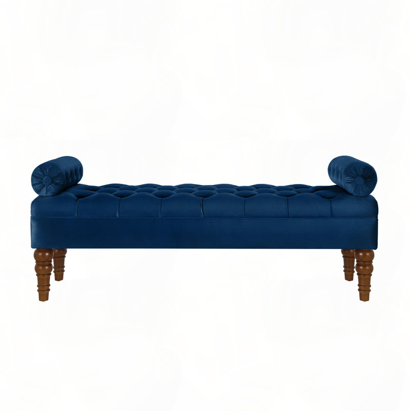 51.48" W Tufted Upholstered Bench, Navy