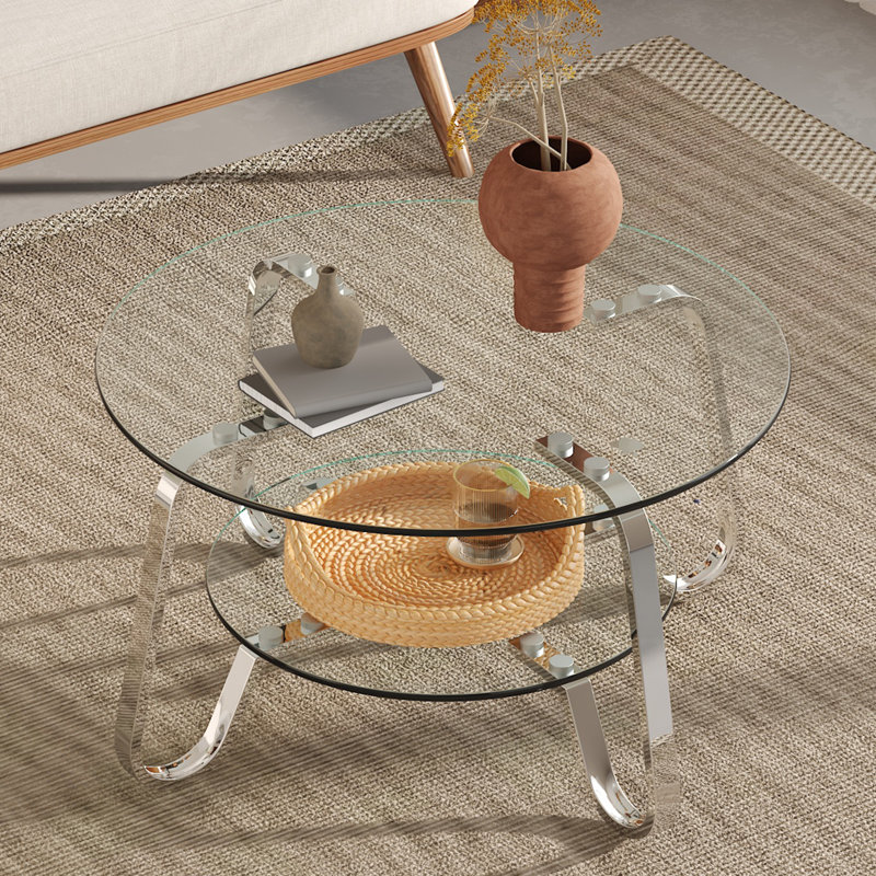 Tables basses élégantes et modernes en métal, conception en verre compacte pour la maison