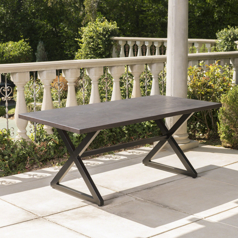 Lal Rectangular Metal Outdoor Picnic Table , 70.5'' in. W 35.25'' in. D, Brown