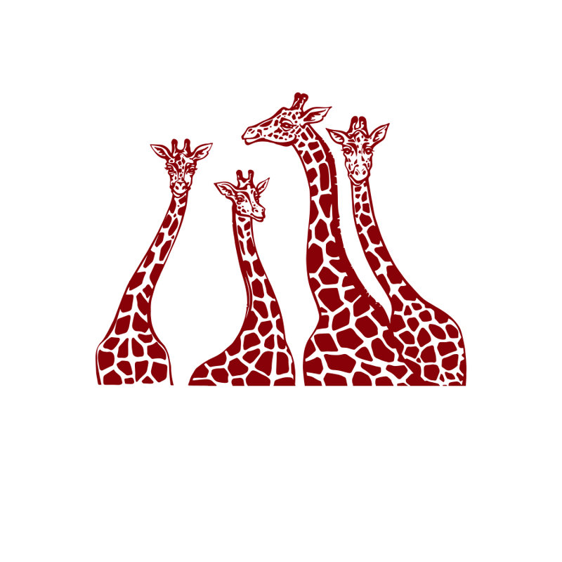 Adhésif décoratif famille girafe, Mauve rouge