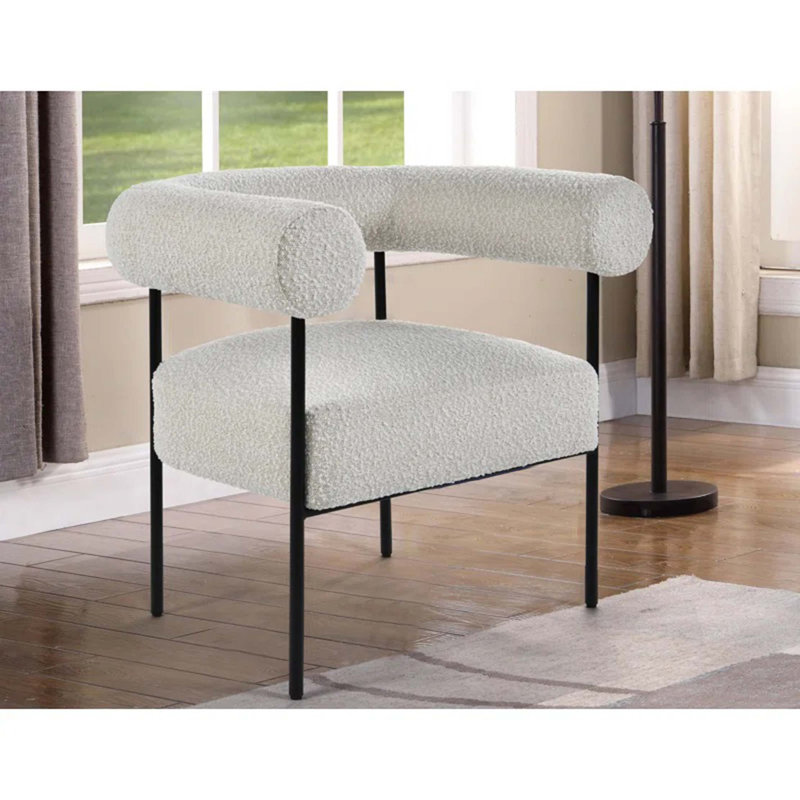 Fauteuil d'appoint 1 pièce avec pieds en métal Soft Boucle, Crème