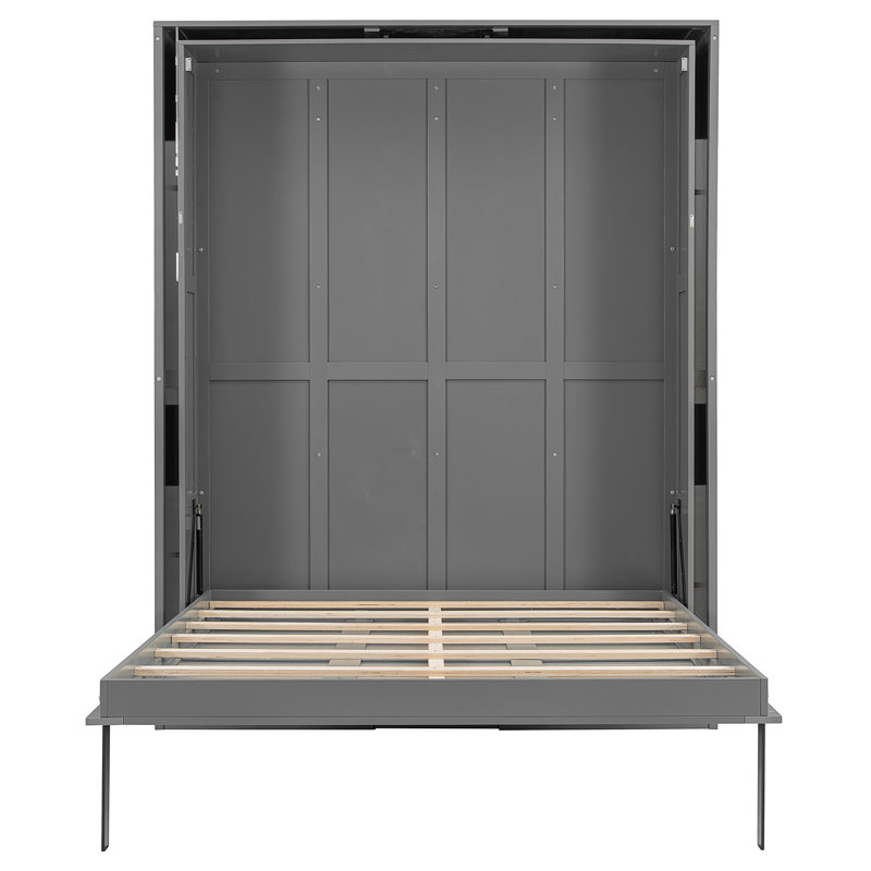 Lit escamotable rotatif avec supports de rangement cachés Rieth, Gris