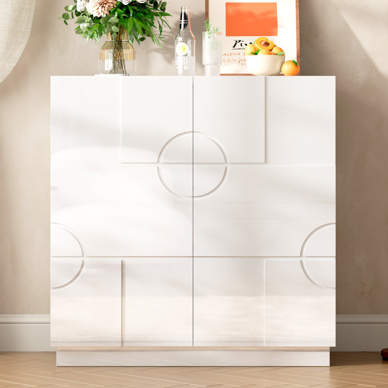 2 - Door Rectangle Accent Cabinet, White