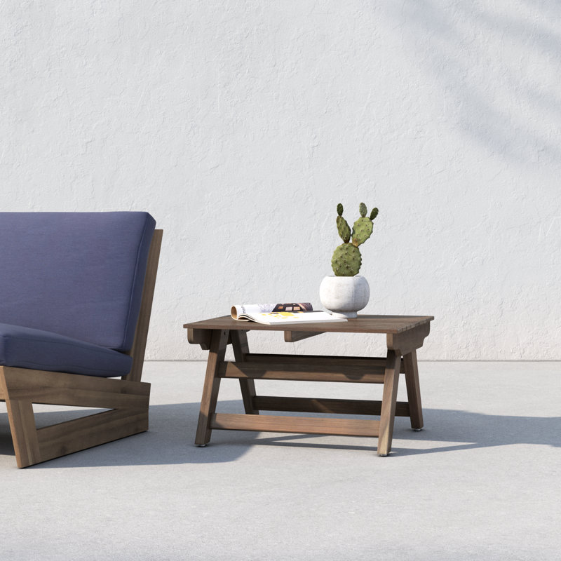 Bullock Square Acacia Outdoor Side Table , 19.75'' in. W 19.75'' in. D, Gray