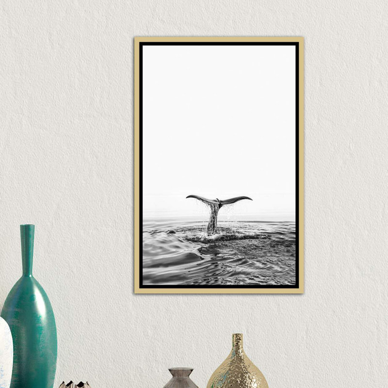 « baleinee », impression, Toile encadrée d'or, H 40 po x l 26 po x P 1,5 po