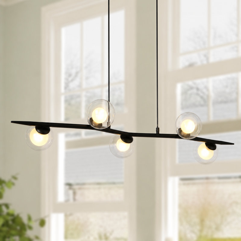 5 - Light Glass Linear Kitchen Island Pendant Light
