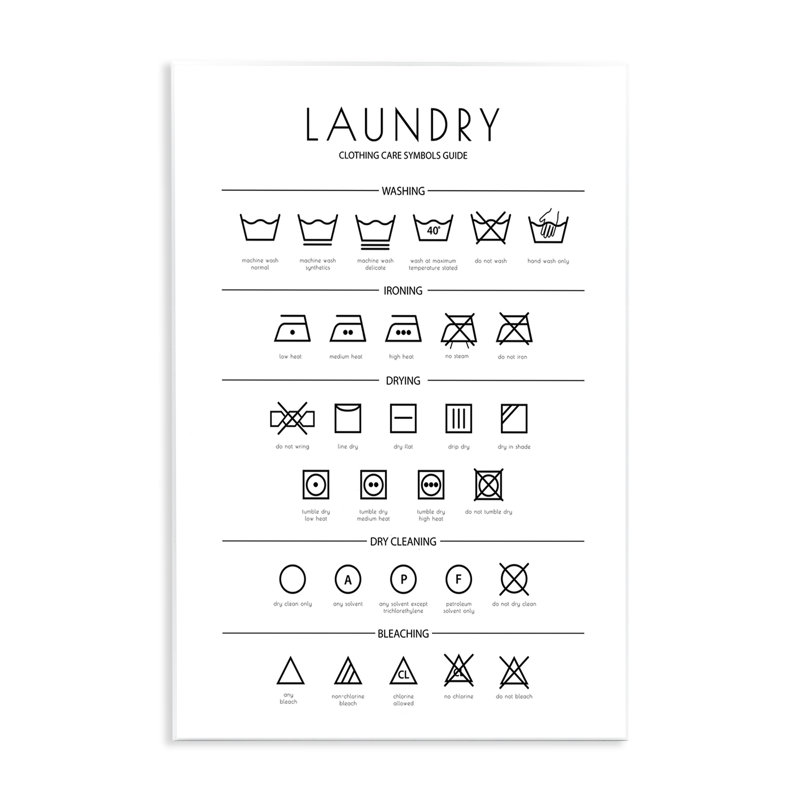 «Laundry Laundry Symbols Minimal Design» par Martina Pavlova, H 15 po x l 10 po