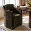Fauteuil de salle à manger classique entièrement rembourré en chenille avec roulettes dissimulées-1637812642