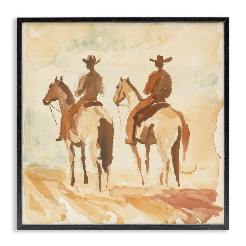 Giclée Western, "Western Watercolor Cowboys", conception par Petal Prints Design, H 12 po x l 12 po
