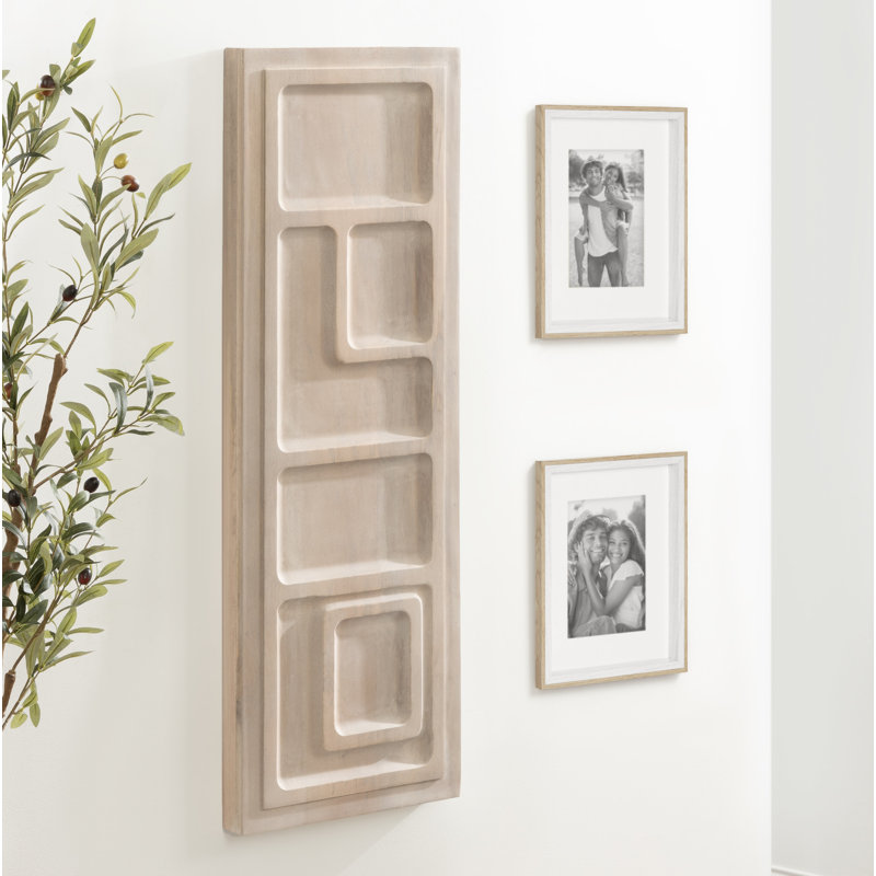 Panneau mural en bois massif Tala, Beige