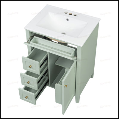 Meuble-lavabo à tablettes réglables avec lavabo