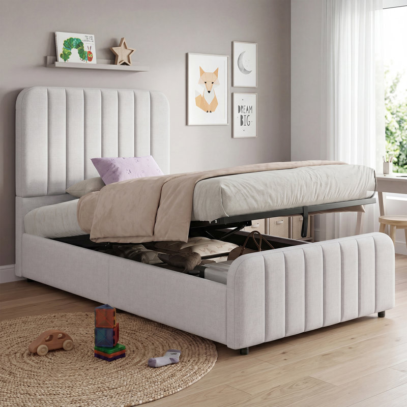 Upholstered Ottoman Bed, Grey