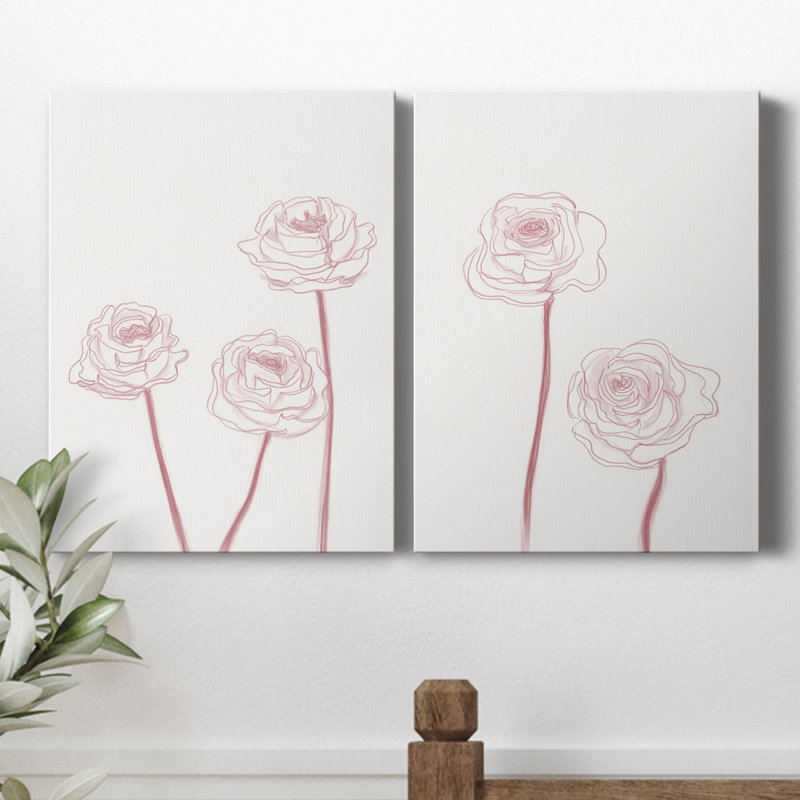 PEONY BLOOMS I par Kayleigh Wold - Ensemble de 2 reproductions sur toiles tendues, H 40 po x l 60 po x P 1 po