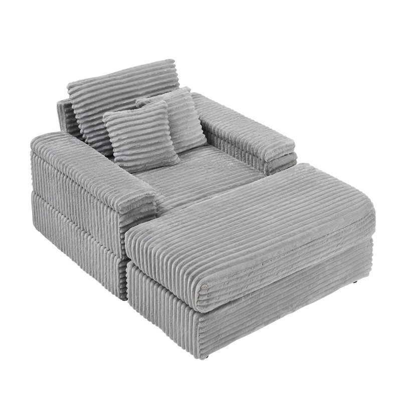 Canapé simple 42,52 po en velours côtelé gris, Gris