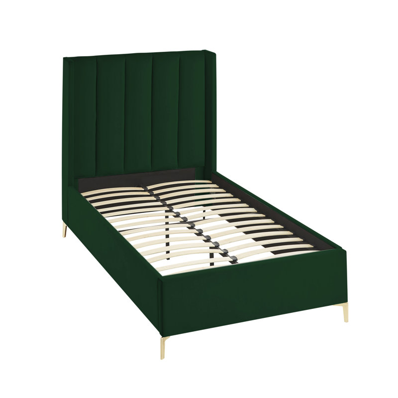 Lit plateforme Lomax, Simple TG, Velours vert