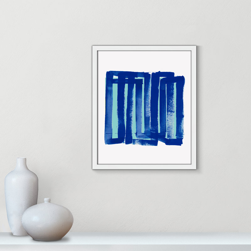 Indigo Spectacle III - peinture encadrée, Papier blanc satiné, H 19 po x l 16 po x P 0,75 po
