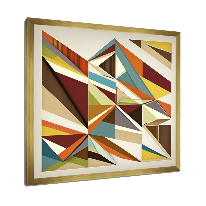 «Minimal Geometric In Colors I», reproduction sur toile, H 24 po x l 24 po x P 1 po, Cadre doré à une seule photo