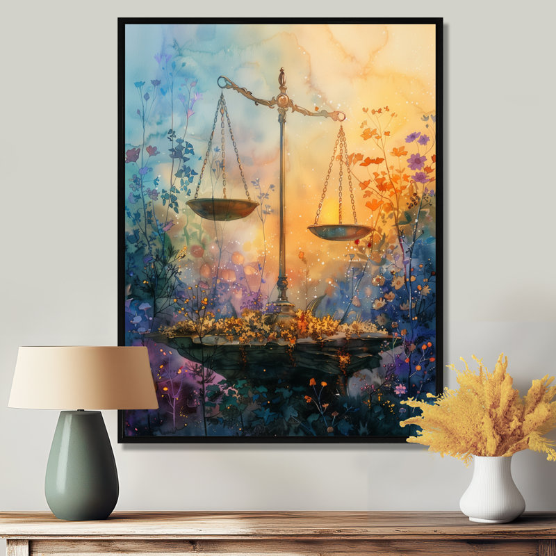 Yellow Blue Astrology Balanced Harmony Libra III - Astronomy Libra Wall Decor, 40" H x 30" W x  x 1.5" D