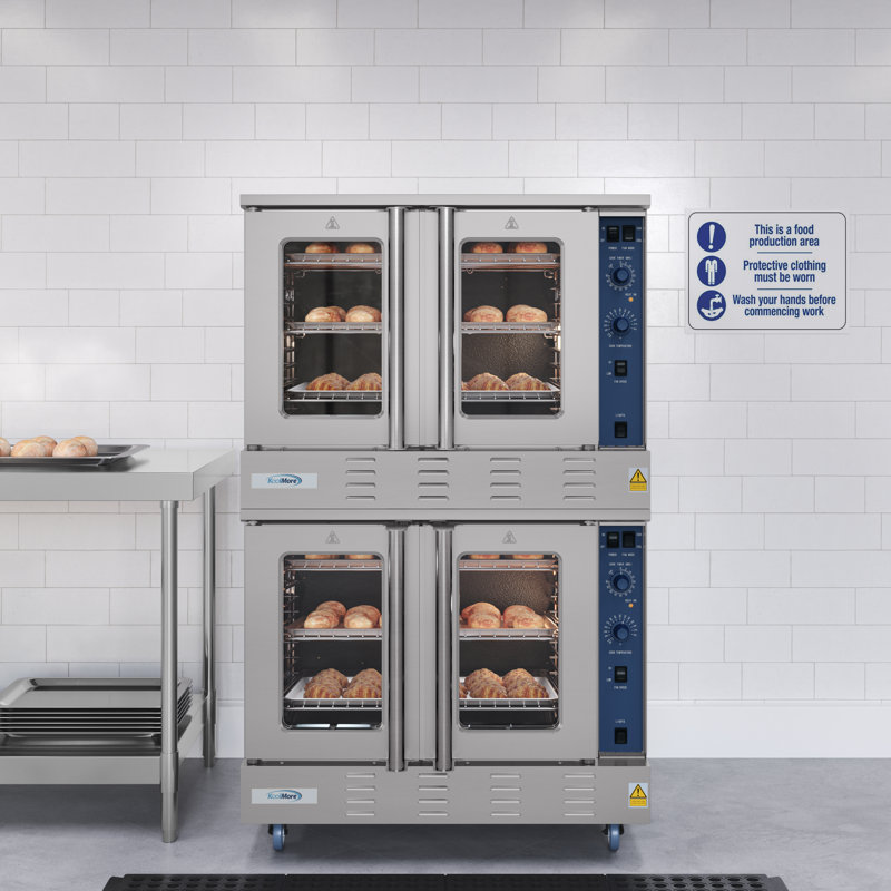 38 in. Double Commercial Natural Gas Convection Oven with Stacking Kit and Casters (KM-DCCO54-NGC)