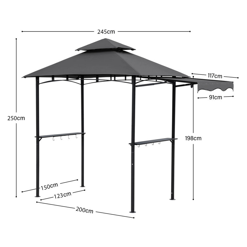 Asukulu 2m x 1.5m Metal BBQ Gazebo